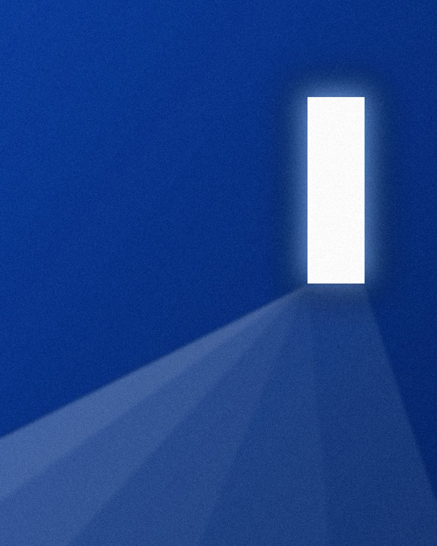 Une porte lumineuse qui projette sa lumière au sol